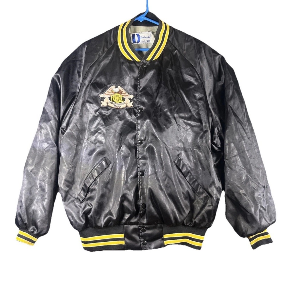 Vtg Harley Davidson Harley Owners Group Patch HOG Satin Bomber Jacket 2XL